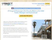 Tablet Screenshot of legacylifts.com